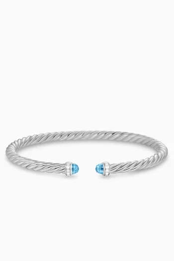 Cablespira® Topaz & Diamond Flex Bracelet in Sterling Silver