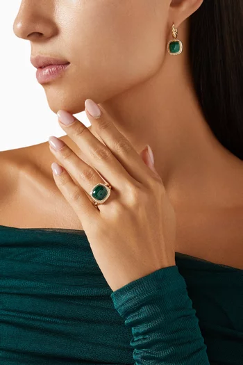 Albion® Diamond Ring in Malachite & 18kt Yellow Gold