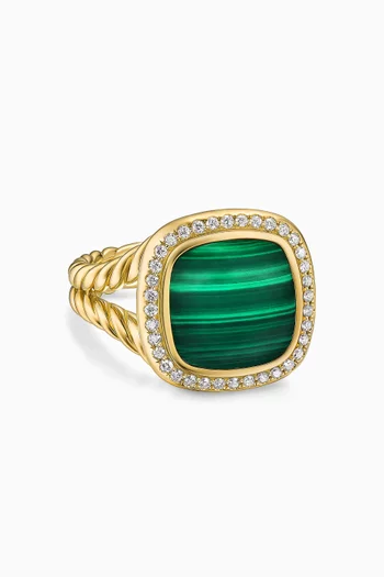 Albion® Diamond Ring in Malachite & 18kt Yellow Gold