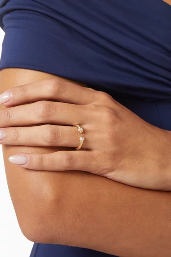 Cable Band Diamond Open Ring in 18kt Gold