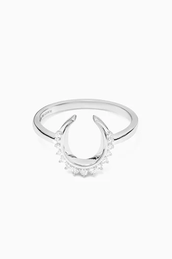Horseshoe Diamond Statement Ring in 18kt White Gold