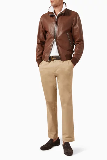 Track Bomber Jacket in Grain Leather