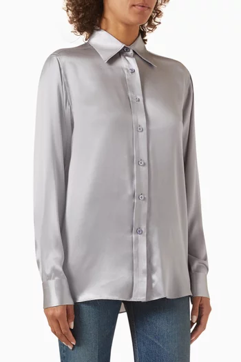 Fluid Long-sleeve Shirt in Silk