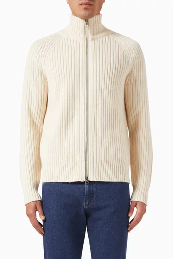 Zip-up Sweater in Wool & Cashmere