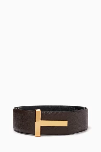T Icon Reversible Belt in Leather