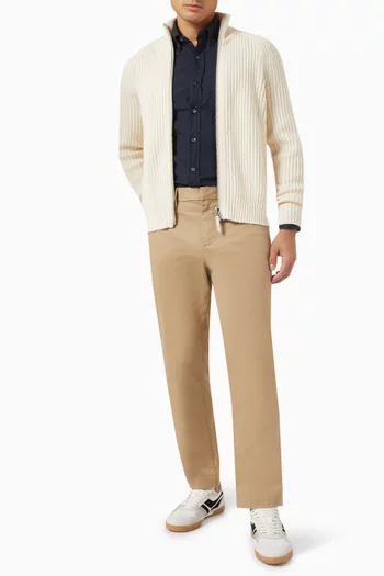 قميص بأزرار مزيج قطن وكشمير