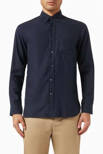Button-down Shirt in Cashmere & Cotton-blend