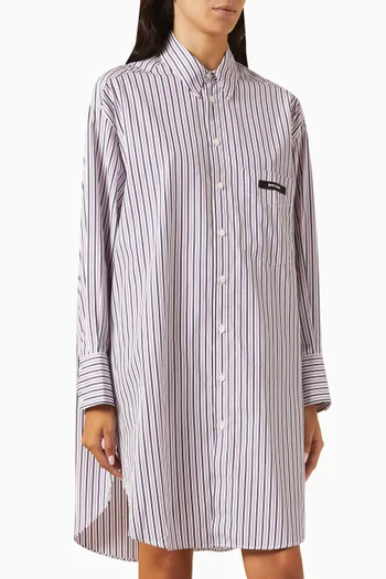 Striped Midi Shirt Dress in Cotton