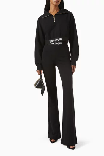 Logo Zip Crop Hoodie in Cotton