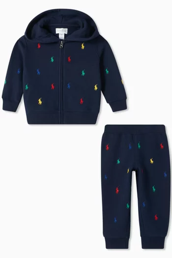 Logo-embroidered Hoodie & Sweatpants Set in Cotton-blend