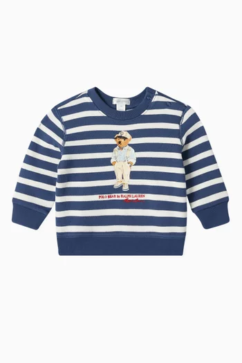 Polo Bear Striped Sweatshirt in Cotton-blend