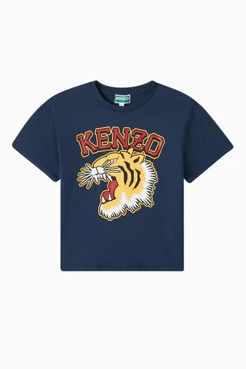 Tiger Logo Print T-shirt in Organic Cotton