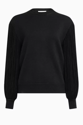 Fringe-sleeve Sweater in Wool Blend