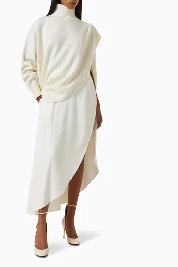 Asymmetric Cape Sweater in Merino Wool