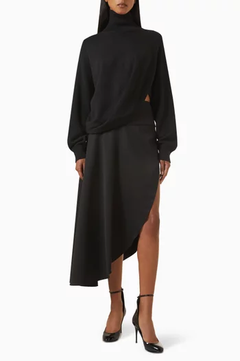 Asymmetrical Knit Sweater in Wool