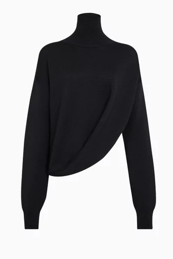 Asymmetrical Knit Sweater in Wool