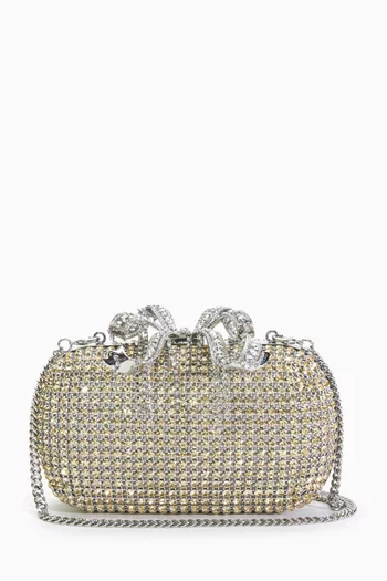 Crystal-embellished Chainmail Clutch Bag