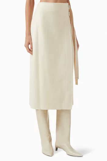 Wrap Midi Skirt in Wool Blend
