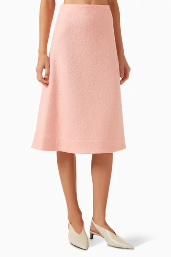 Flared Midi Skirt in Wool Blend