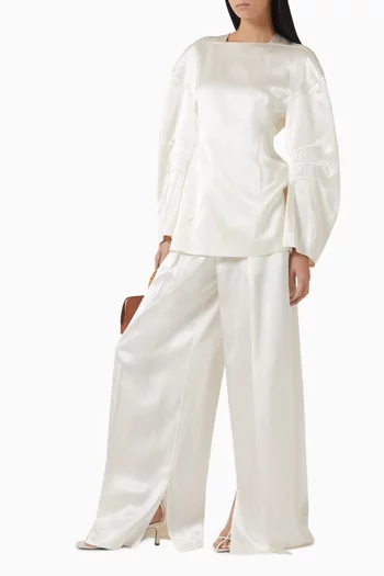 Wide-leg Slit Pants in Viscose