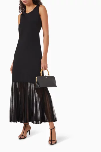 Plissé-hem Knitted Maxi Dress in Silk