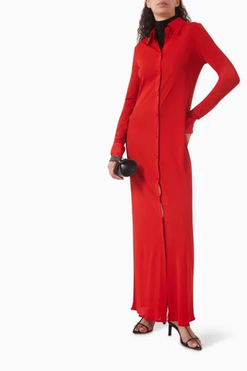 Button-up Chemisier Maxi Dress in Silk