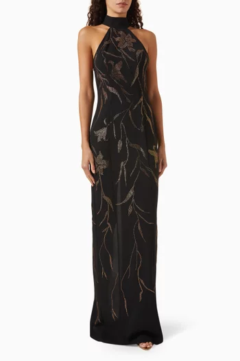 Elea Embellished Gown in Crepe