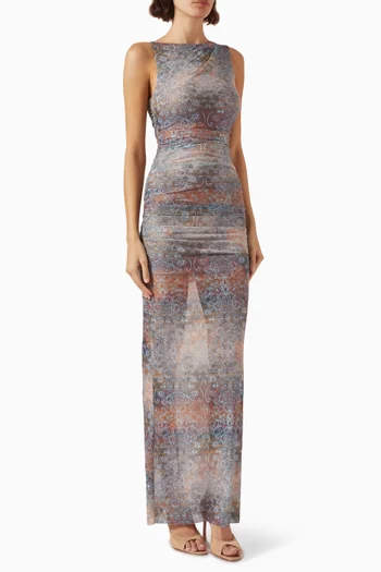 Malaya Sleeveless Maxi Dress in Mesh