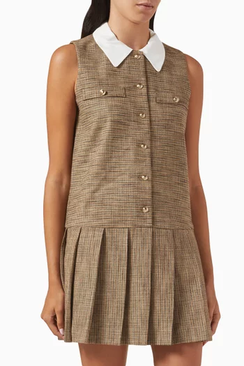 Yale Pleated Mini Dress in Viscose Blend