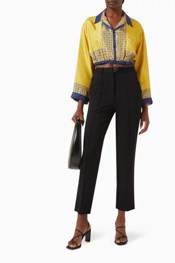 Scarf-print Crop Shirt in Silk