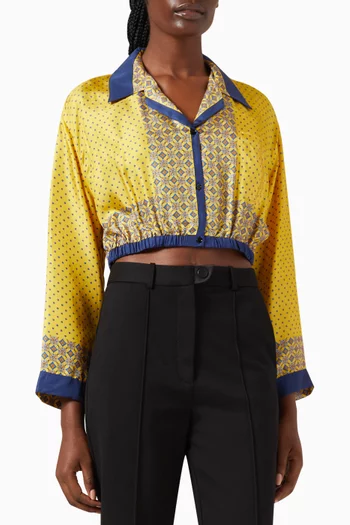 Scarf-print Crop Shirt in Silk