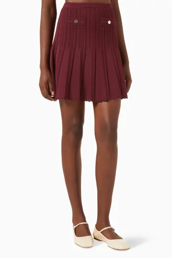Pleated Mini Skirt in Stretch Knit