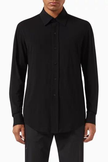 Long-sleeve Button-up Shirt in Jersey