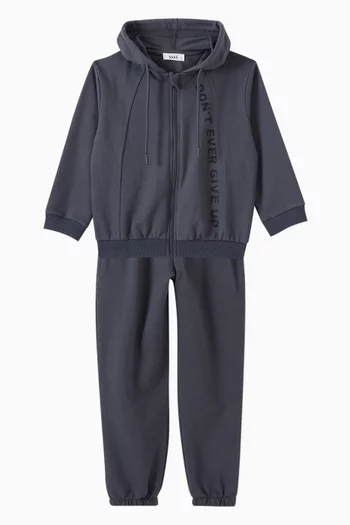 Zip-up Hoodie & Pants Set in Stretch-cotton