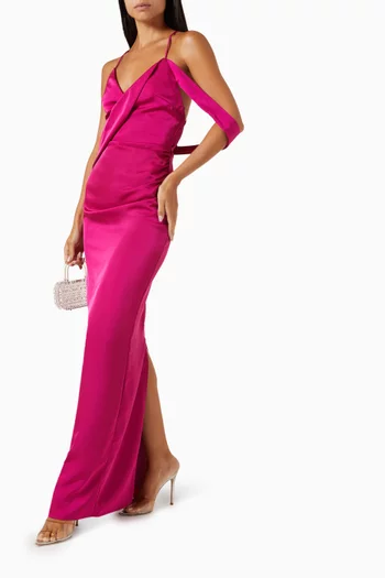 Heather Draped-shoulder Maxi Dress