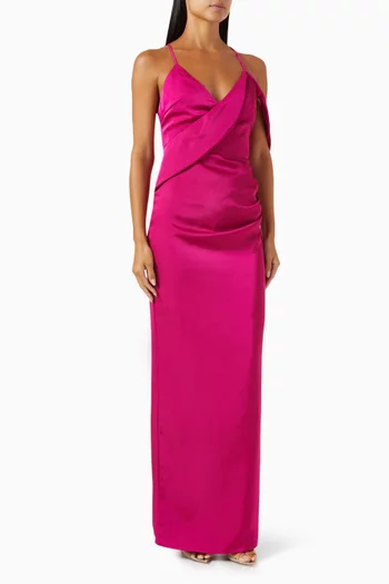 Heather Draped-shoulder Maxi Dress