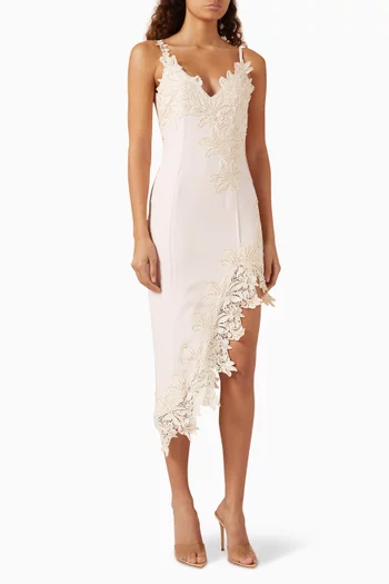 Floral-lace Midi Dress