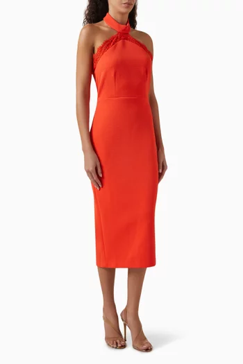 Lace-trim Midi Dress