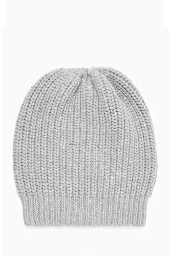 Sequin-embellished Beanie in Cashmere-silk