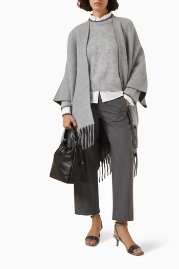 Fringed Poncho in Double Knit