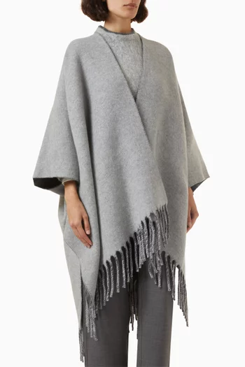 Fringed Poncho in Double Knit