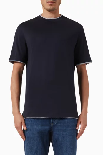 Faux-layering T-shirt in Silk & Cotton
