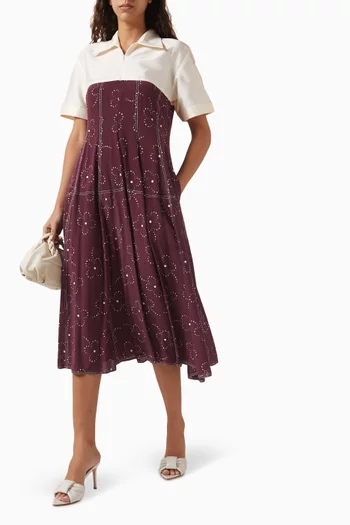 Blocking Flared Midi Dress