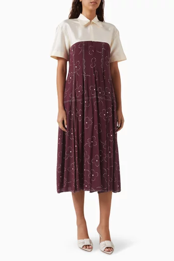 Blocking Flared Midi Dress