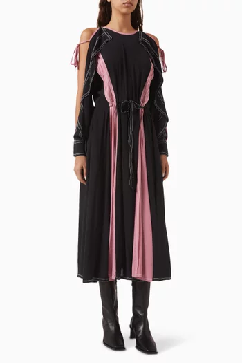 Cross-sleeve Panelled Midi Dress