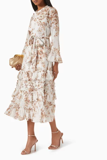 Vintage Rose Midi Dress in Chiffon
