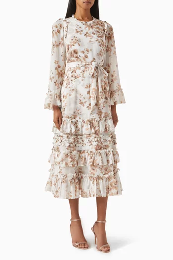 Vintage Rose Midi Dress in Chiffon