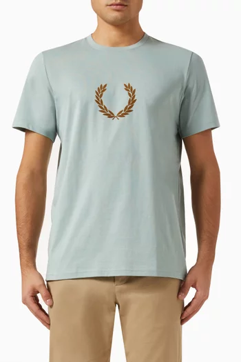 Flocked Laurel Logo T-shirt in Cotton