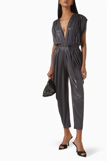 Waterfall Jumpsuit in Stretch Lamé