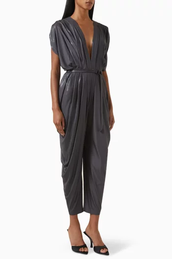 Waterfall Jumpsuit in Stretch Lamé